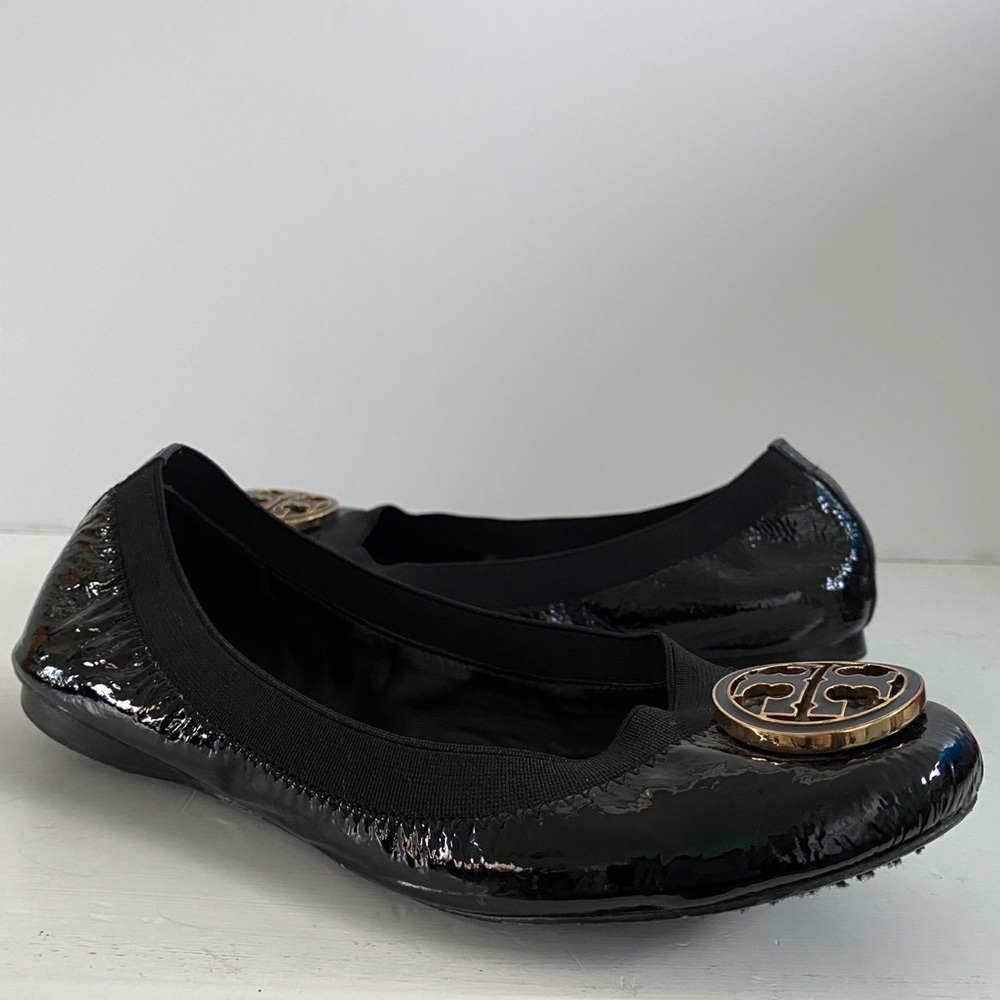 Tory Burch Caroline Black Patent Leather Ballet